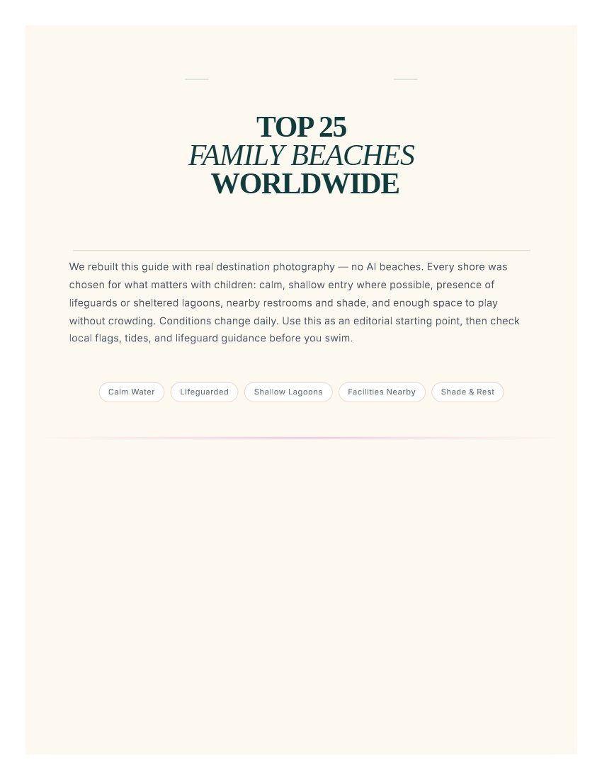 Cover of Top 25 Family Beaches Worldwide